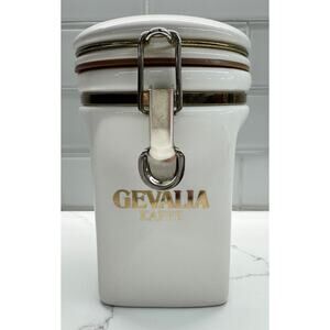 Vintage Gevalia Kaffe Ceramic Coffee Creamer Decanter, Brass Gold Hardware